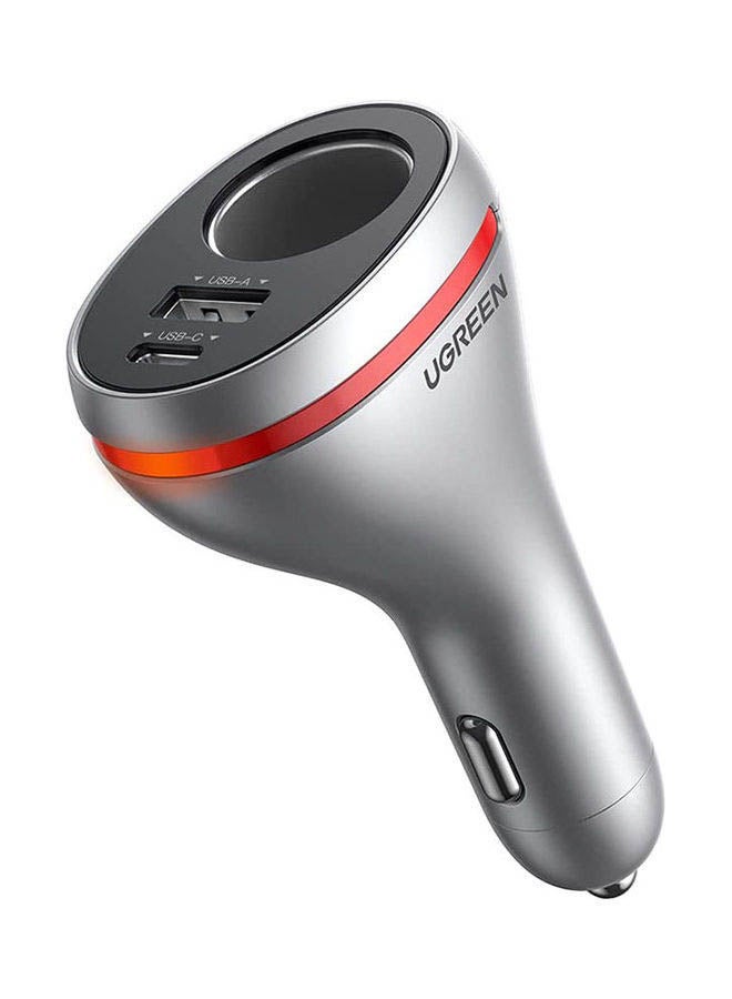 Ugreen Car Charger with Dual USB Ports Single Extension Socket (PD 20W) - Image 1