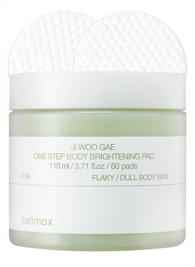 celimax Ji.Woo.Gae ONE STEP Body Brightening Pad | وسادة تقشير للجسم، للإبط، تحت الإبط، الركبة والكوع، بالشاي الأخضر والكمأة البيضاء، 110 مل (60 وسادة) - Image 1