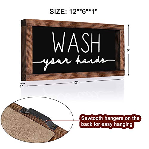 LIBWYS Bathroom Sign & Plaque (Set of 3) Wash Your Hands Brush Your Teeth Comb Your Hair Decorative Rustic Wood Farmhouse Bathroom Wall Decor (Black) - Image 5