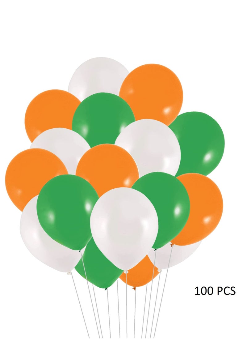 Boxwoods - 100 PCS Of Orange, White & Green Indian Flag Color Balloons - Image 1
