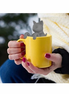 KASTWAVE Cat Tea Infuser, Tea Infuser, Silicone Tea Strainer, Tea Filter,Tea Ball,   Cat Shape, Tea Filter, Reusable Cartoon Tea Strainer, 100% BPA (Grey and Black) Pack of 2  - Image 2