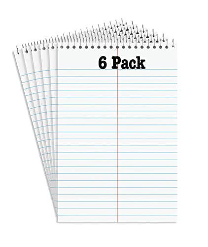 Manaloom Steno Pads Notebooks, Top Bound Spiral Steno Book -Stenos Note Pads Gregg Ruled, White, 80 Sheets Per Steno Notepad - 6 x 9 Inch - Great for Note-taking and Making To-do Lists - 6 Pack - Image 1