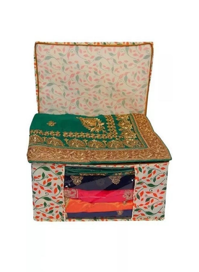 Acnos Non-Woven Premium Brand Metalic Green Orange Beige Design Yellow Chain 12 Piece Non Woven Large Size Saree Cloth Cover Set Pack Of 12 - Image 2