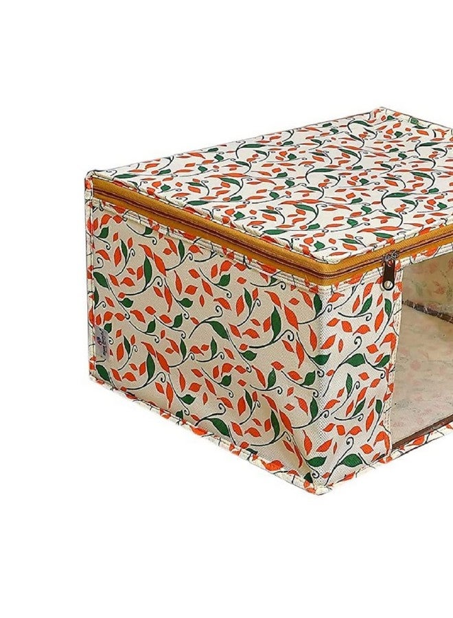 Acnos Non-Woven Premium Brand Metalic Green Orange Beige Design Yellow Chain 12 Piece Non Woven Large Size Saree Cloth Cover Set Pack Of 12 - Image 3
