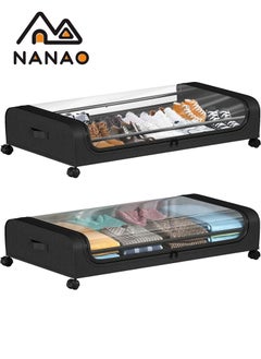 NANAO Upgraded Under Bed Storage With Wheels,2 Pack Under Bed Storage Containers,Under Bed Shoe Storage Organizer Wheels,Rolling under bed storag,Under Bed Drawer Storage for Clothes 2 Pack Blcak  - Image 1