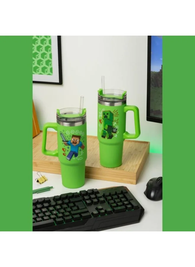 Paladone Paladone Minecraft Green 900ml Multiway Travel Cup Straw