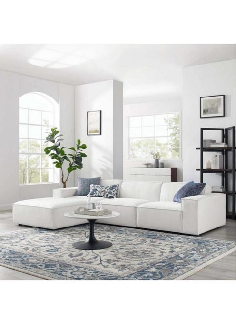 Karnak Mateo 4 Piece Fabric Sectional L-Shape Sofa – White