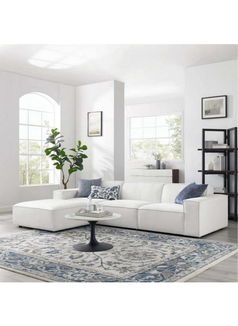 KARNAK - Karnak Mateo 4 Piece Fabric Sectional L-Shape Sofa – White - Image 1