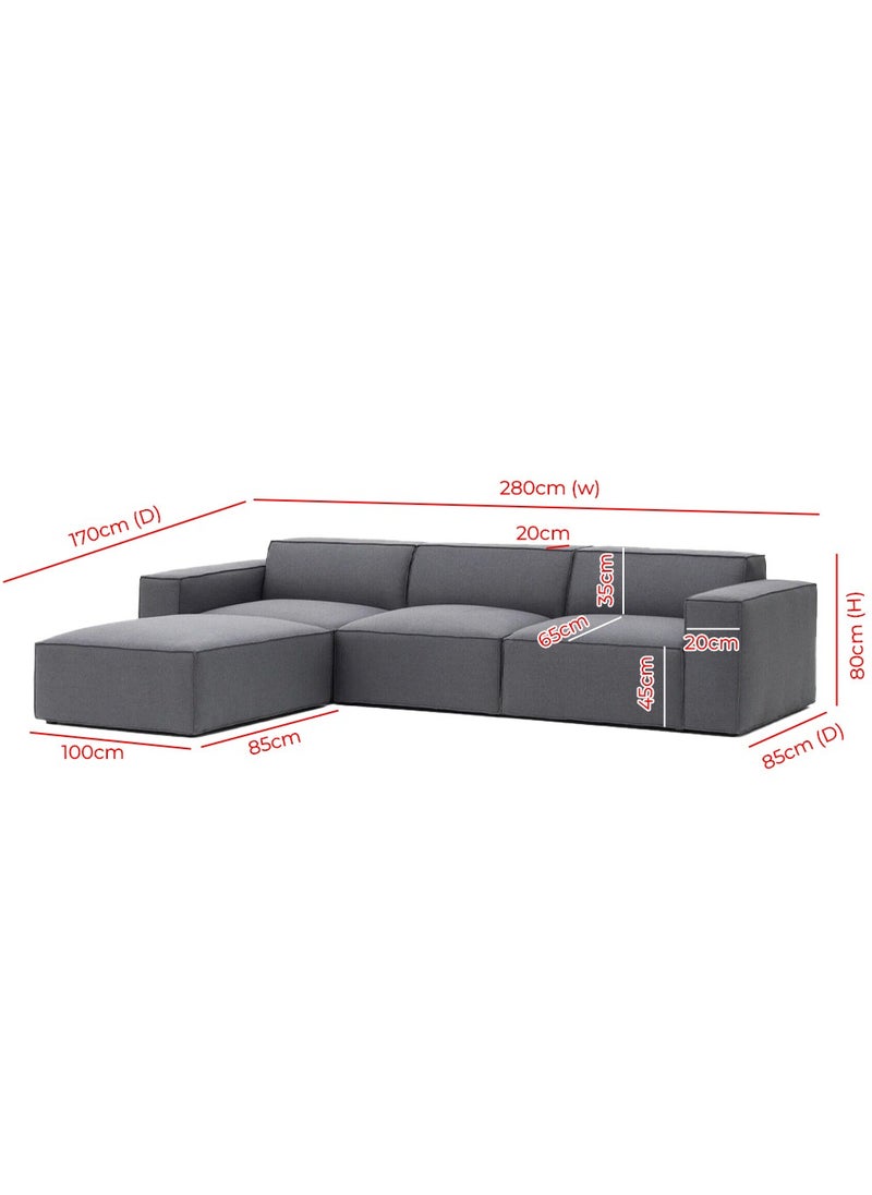 KARNAK - Karnak Mateo 4 Piece Fabric Sectional L-Shape Sofa – White - Image 1