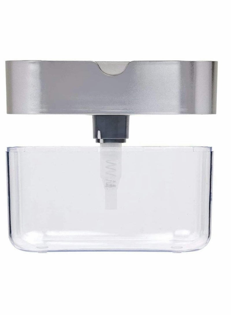 SYOSI Liquid Soap Dispenser Set - Plastic Elegant Hand Pump Dispenser with Sponge Caddy - 2-in-1 Sponge Organizer Holder Soap Pump Dispenser for Kitchen Sink Tidy Bathroom Countertop - Image 2