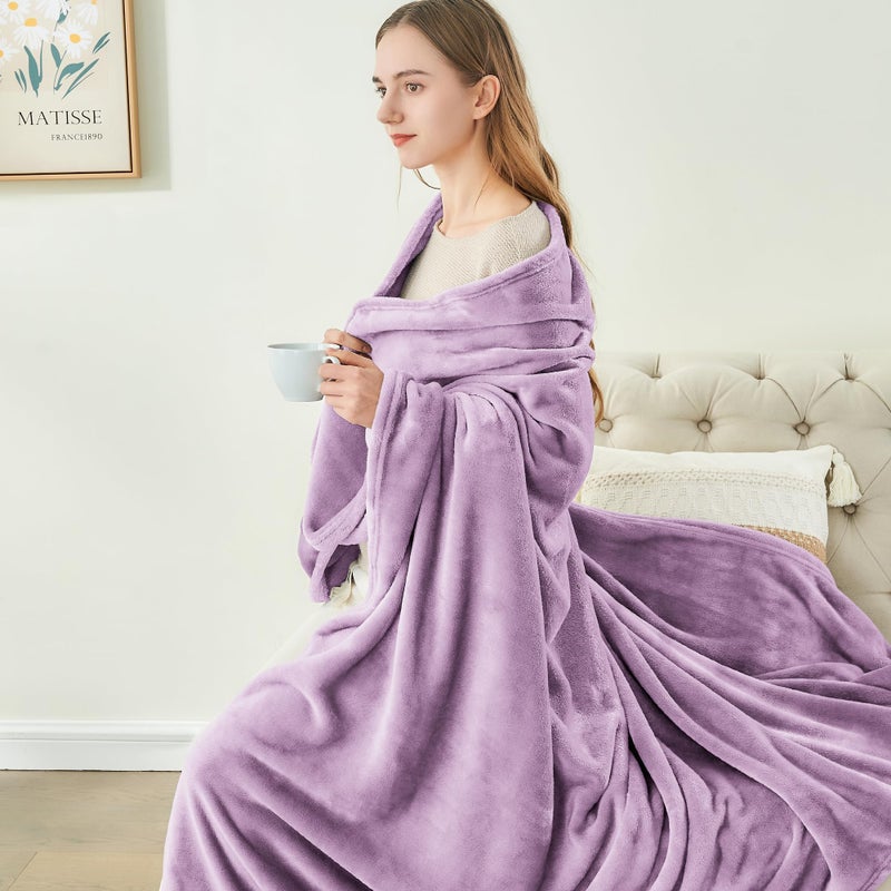 BEDELITE Fleece Blanket Lilac Throw Blankets for Couch & Bed  300GSM Luxury Plush Cozy Fuzzy Blanket 50"" x 60""  Super Soft Warm Lightweight Throw Blanket for Travel Camping - Image 4