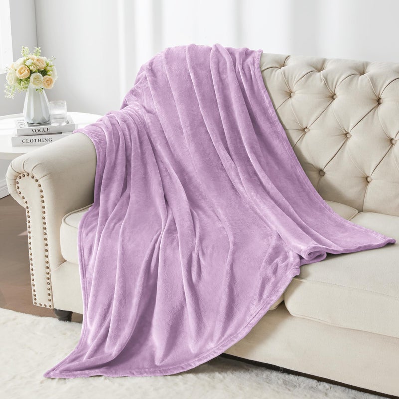 BEDELITE Fleece Blanket Lilac Throw Blankets for Couch & Bed  300GSM Luxury Plush Cozy Fuzzy Blanket 50"" x 60""  Super Soft Warm Lightweight Throw Blanket for Travel Camping - Image 5
