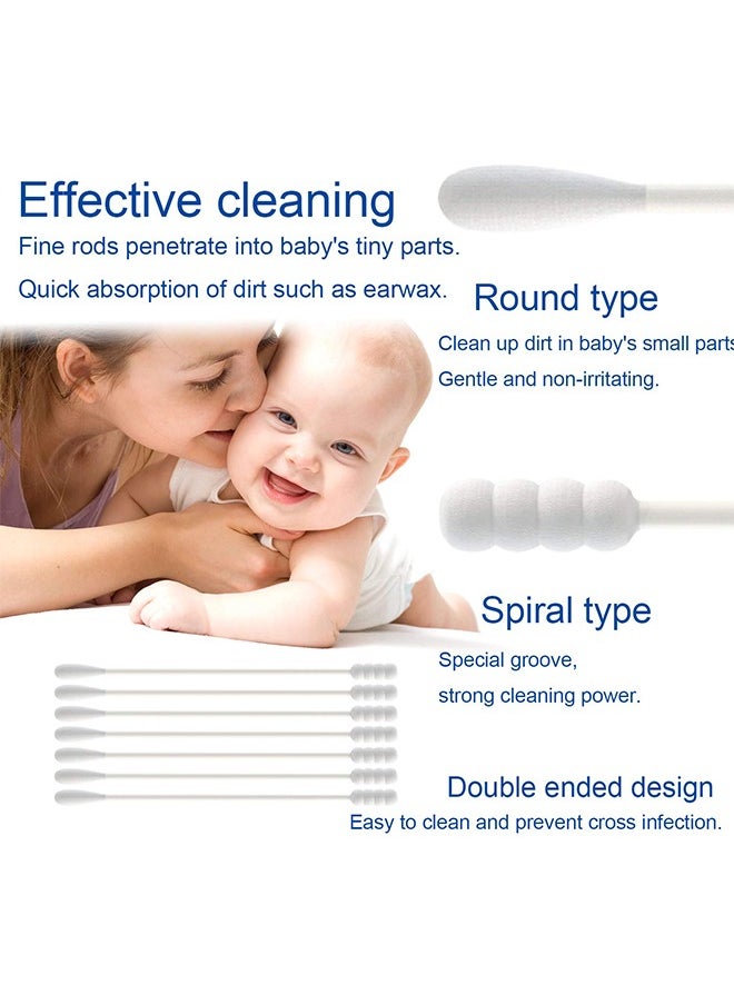 Sweet Life Baby Cotton Swabs, Paper Sticks Cotton Buds for Baby Ear Nose Clean-200Pcs(Spiral and Pointed)  - Image 3