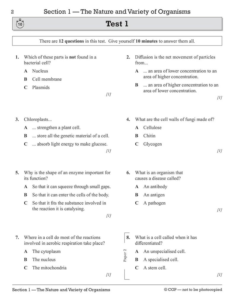 Grade 9-1 Edexcel International GCSE Biology: 10-Minute Tests (with answers) - Image 4