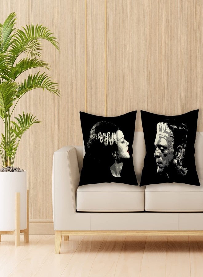 Giosve طقم غطاء وسادة مزخرف مكون من قطعتين، مقاس 18×18 بوصة، مناسب للهالوين، بتصميم قوطي، هدية مثالية للأزواج، وعيد الحب (أسود 2) - Image 2