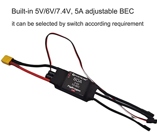 Flycolor 80A ESC 36S Electric Speed Controller 5v6v74v 5A BEC with XT60 35mm Bullet Plugs for RC Drone Airplane Brushless Motors - Image 5