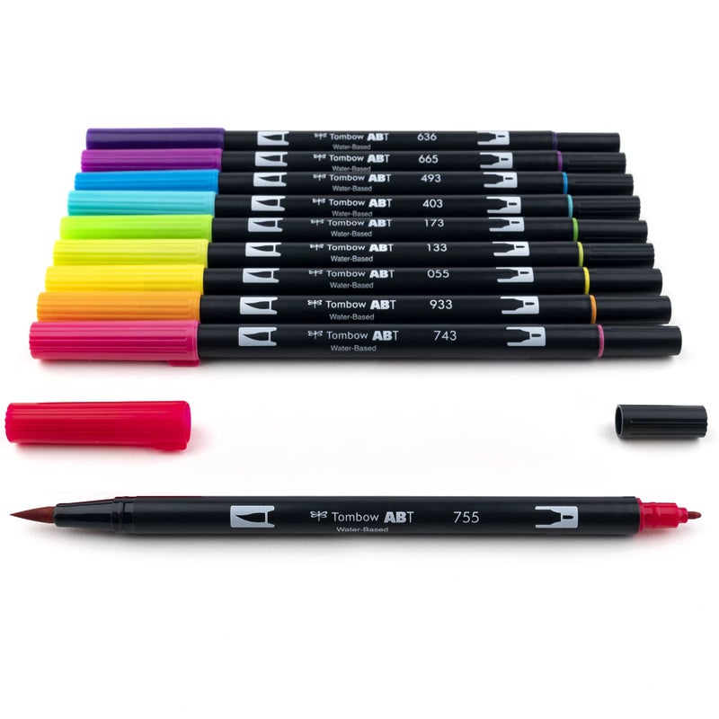 Tombow 56185 Dual Brush Pen Art Markers, Bright, 10-Pack. Blendable, Brush and Fine Tip Markers - Image 3