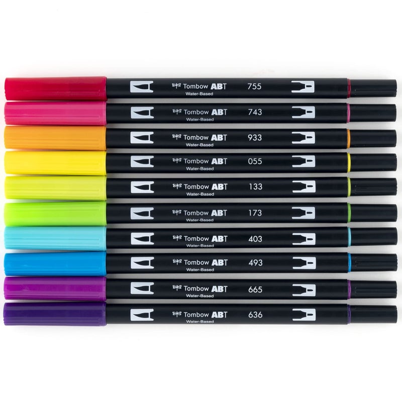 Tombow 56185 Dual Brush Pen Art Markers, Bright, 10-Pack. Blendable, Brush and Fine Tip Markers - Image 2