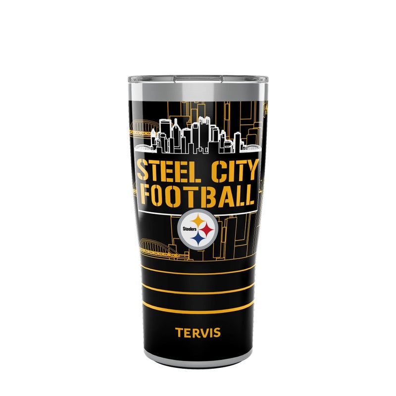 Tervis Traveler NFL Pittsburgh Steelers Steel City Football Slogan Triple Insulated Tumbler Travel Cup Keeps Drinks Cold Hot 20oz Stainless Steel - Image 2