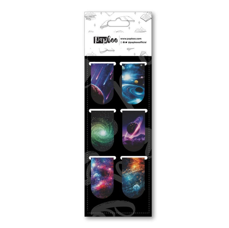 Papboo Pack of 6 Galaxy Bookmarks,Matte Finished Gifts for Book Readers Writers,Aesthetic Bookmarks - Image 1
