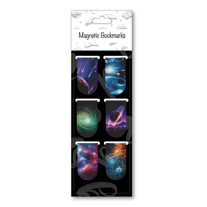 Papboo Pack of 6 Galaxy Bookmarks,Matte Finished Gifts for Book Readers Writers,Aesthetic Bookmarks - Image 2