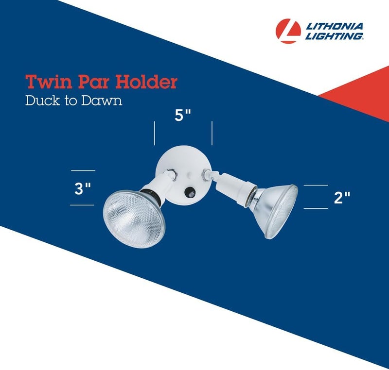 Lithonia Lighting OFTH 300PR 120 P WH M12 2-Light Dusk-to-Dawn Security Flood Light Fixture, White - Image 4