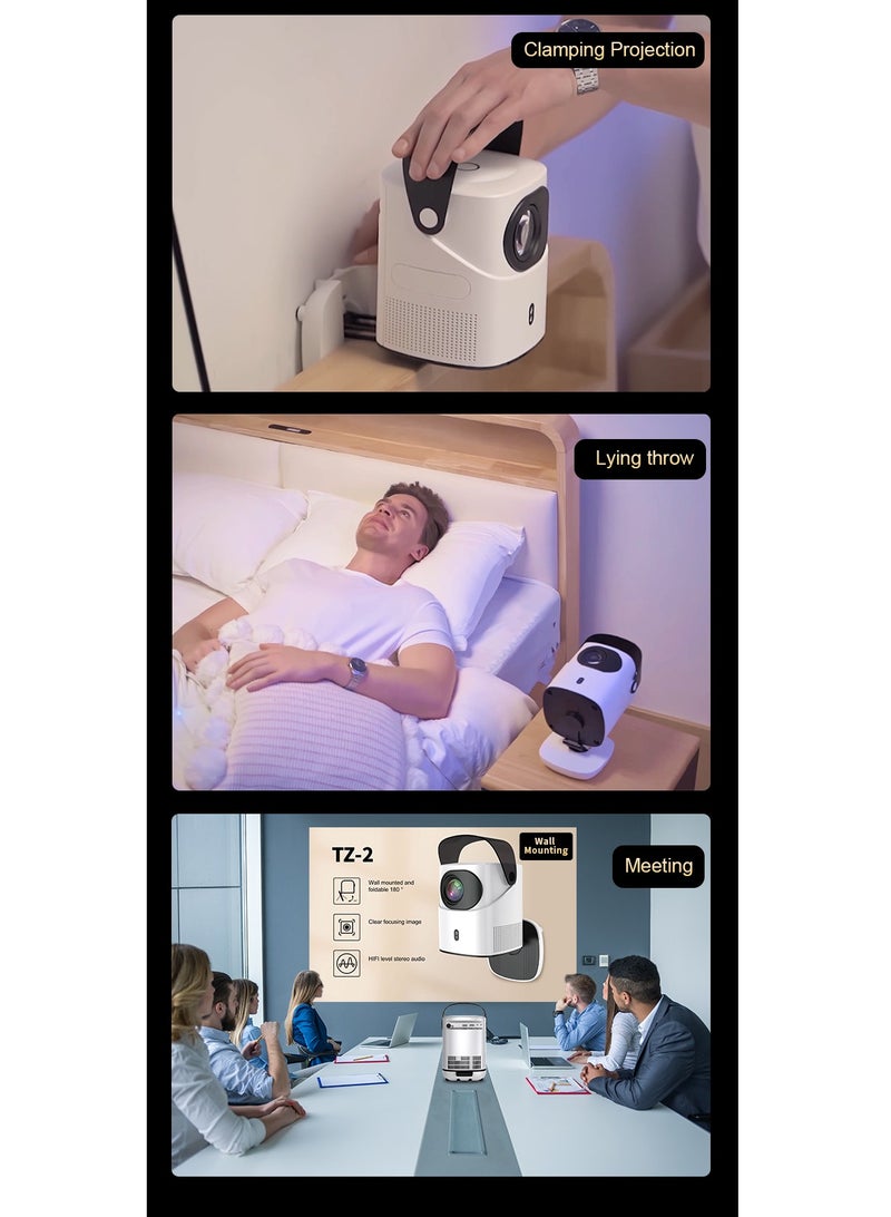 GULFLINK TZ-2 Projector 1080P Home Theater Android 11 Video Projector Support 4K Decoding 100in Display Same Screen Technique Movie Projector with 180° Flip Base Auto Focus Keystone Function Built-in 5W - Image 4