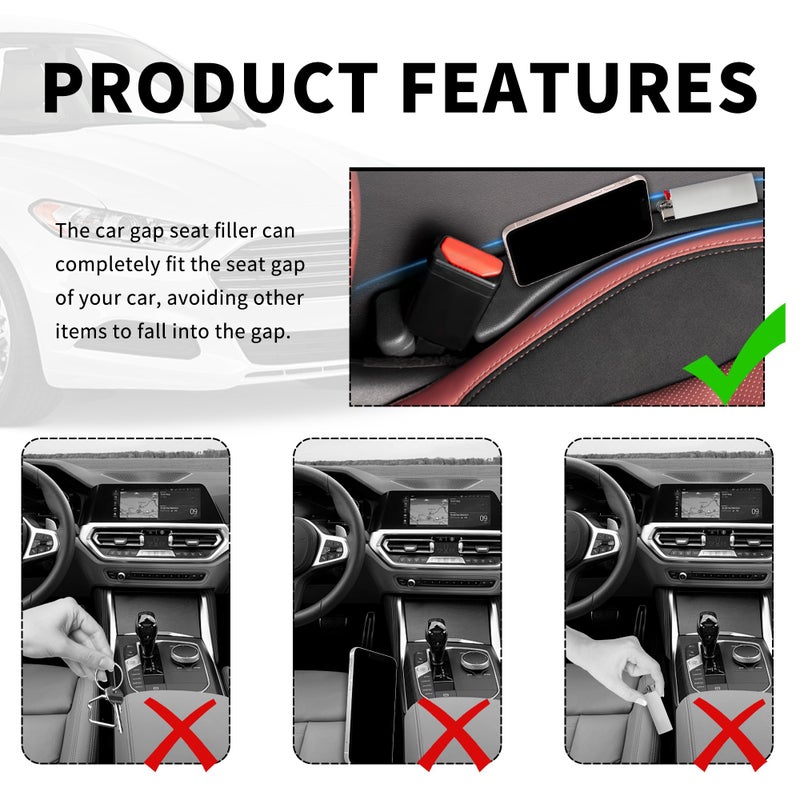 Stacool New Car Seat Gap Filler 2 Pack,Flexible Seat Gap Filler Strip to Avoid Dropping Items,Universal in Between Car Seats Catcher/Console Catcher for Cars Accessories Interior - Image 5