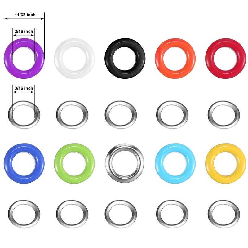 Bememo 400 Sets 3/16 Inch Multi-Color Grommets Kit Metal Eyelets with Installation Tools and Instructor in Clear Box - Image 2