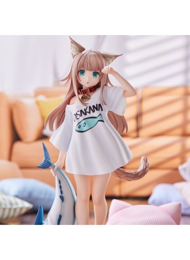 Second-dimensional Sitting Posture Beautiful Girl Soybean Powder Model Anime Cat Niang Handmade Computer Desktop Mobile Phone Bracket Chassis-Color:Standing Height Is About 18cm And Cannot Be Changed To Face-Specifications:Color Box