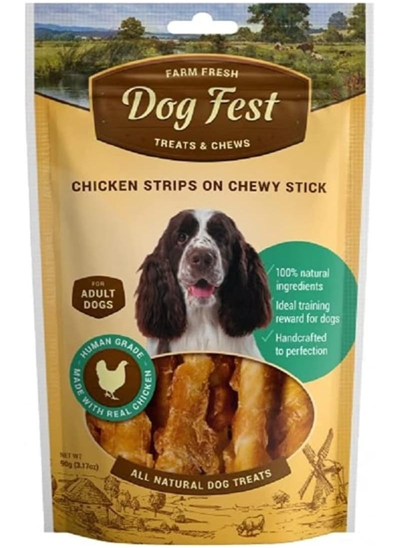 Dog Fest - Dog Fest Chicken Strips On A Chewy Stick Treats For Adult Dogs 90 Gm - Image 1