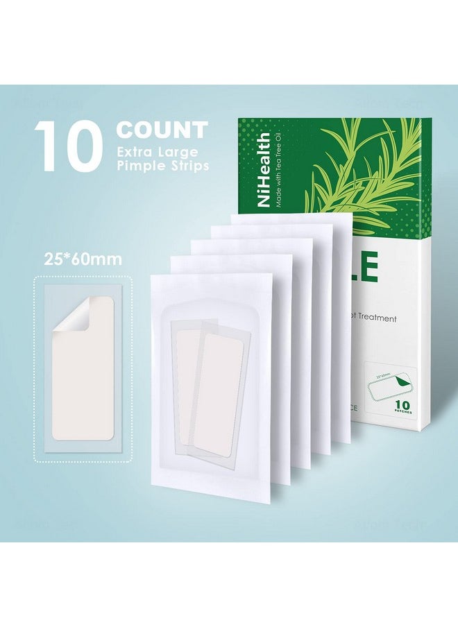 NiHealth Large Tea Tree Oil Acne Pimple Patch Absorbing Hydrocolloid Spot Transparent Matte Blemish Cover For Face, Body, Skin, 25Mm&60Mm (10 Counts)  - Image 1