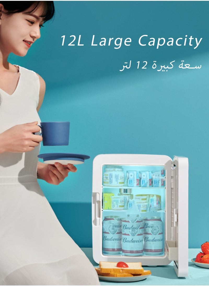 TELANPU 8L Mini Fridge with LED Lighted Mirror Door, 3 Brightness Levels, Portable Thermoelectric Cooler and Warmer for Skincare, Cosmetics, Food, Drinks - for Bedroom, Office, Dorm, Car (White)  - Image 5