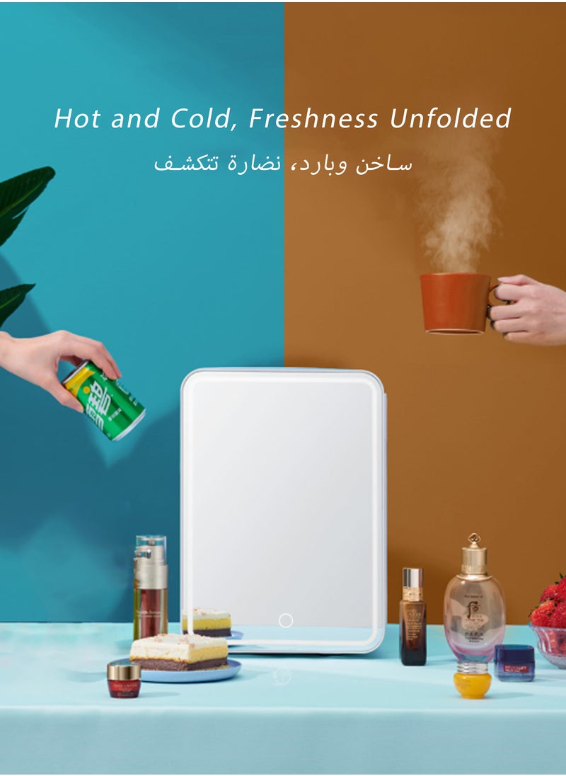 TELANPU 8L Mini Fridge with LED Lighted Mirror Door, 3 Brightness Levels, Portable Thermoelectric Cooler and Warmer for Skincare, Cosmetics, Food, Drinks - for Bedroom, Office, Dorm, Car (White)  - Image 2