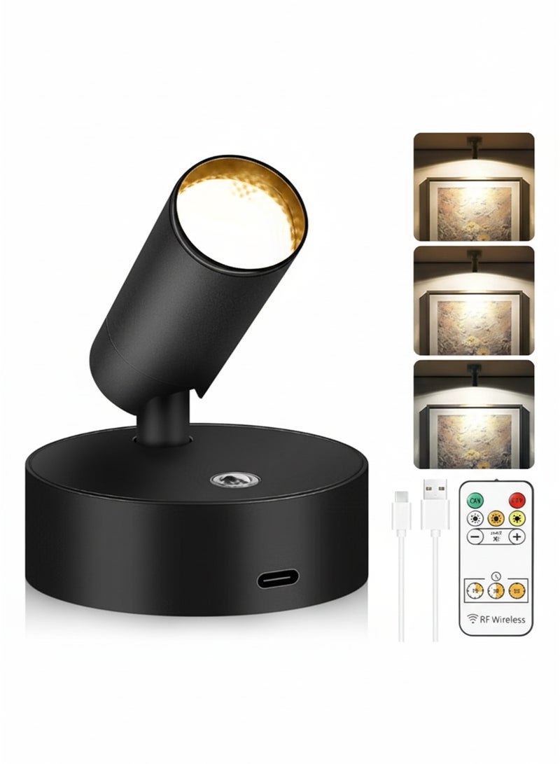 Fullight Wireless Indoor LED Spotlight with Timer, Rechargeable, Dimmable 3CCT Accent Uplighting for Plants, Artwork and Home Décor – Black - Image 1
