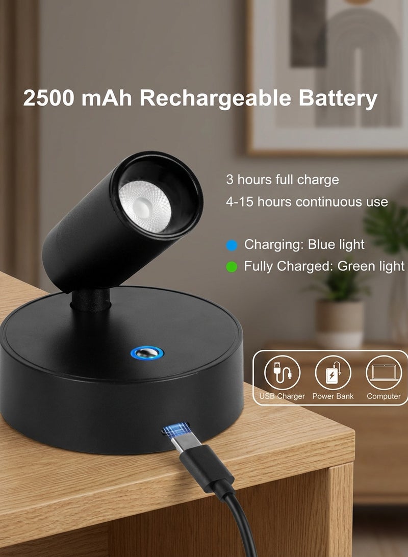 Fullight Wireless Indoor LED Spotlight with Timer, Rechargeable, Dimmable 3CCT Accent Uplighting for Plants, Artwork and Home Décor – Black - Image 4