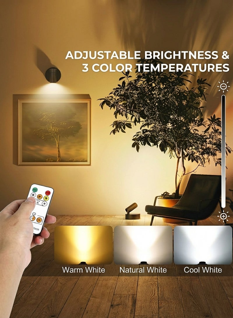 Fullight Wireless Indoor LED Spotlight with Timer, Rechargeable, Dimmable 3CCT Accent Uplighting for Plants, Artwork and Home Décor – Black - Image 2
