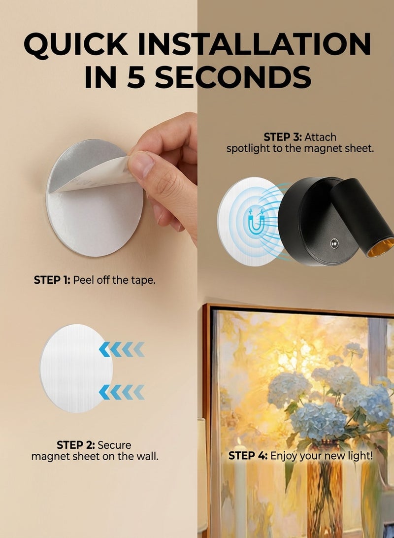 Fullight Wireless Indoor LED Spotlight with Timer, Rechargeable, Dimmable 3CCT Accent Uplighting for Plants, Artwork and Home Décor – Black - Image 5