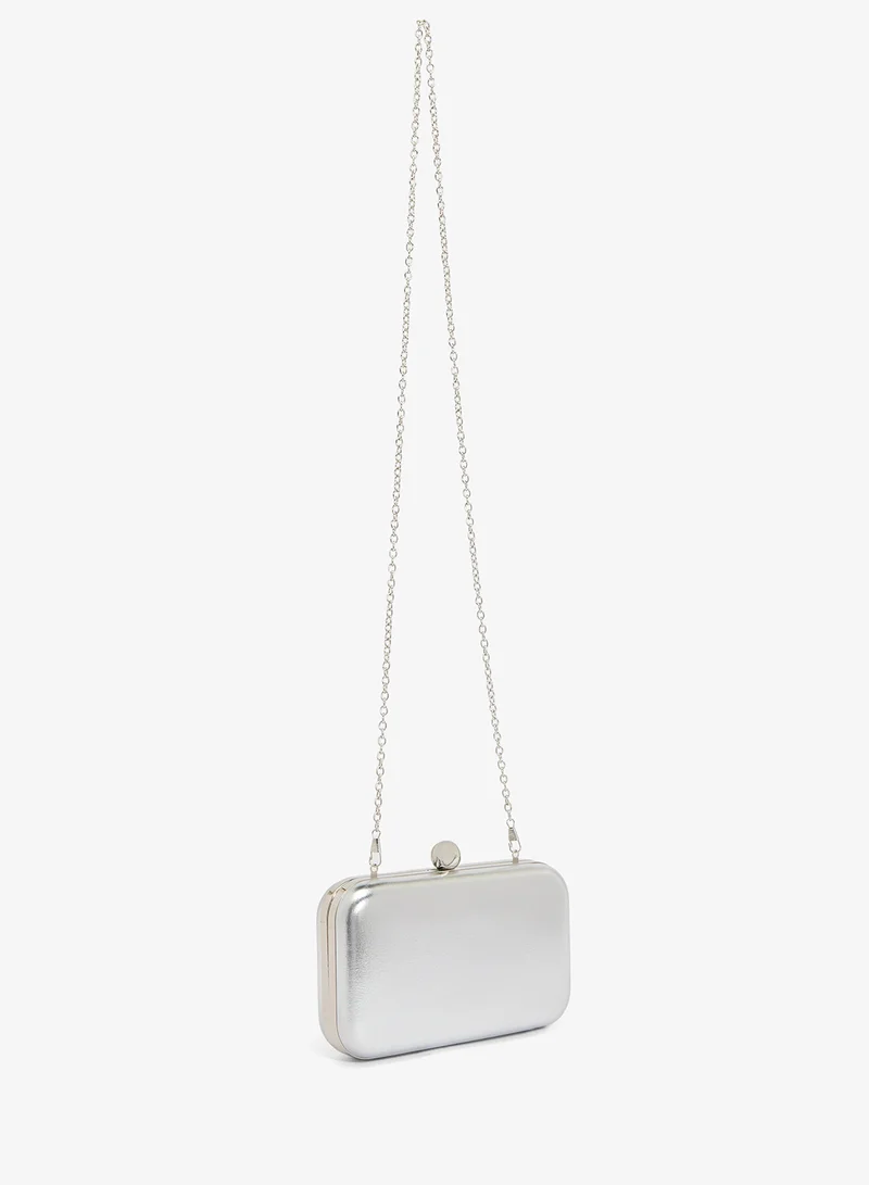 Khizana Metallic Silver Classic Clutch
