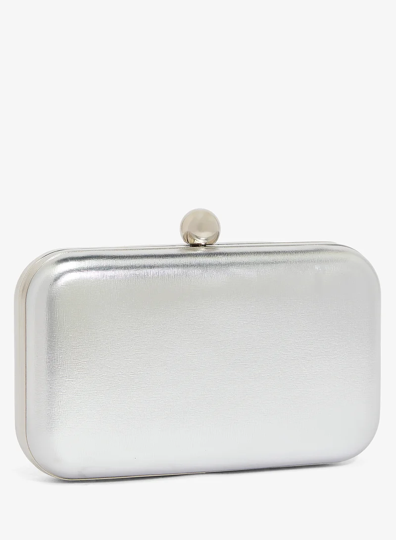 Khizana  Metallic Silver Classic Clutch for Women | Best Price UAE