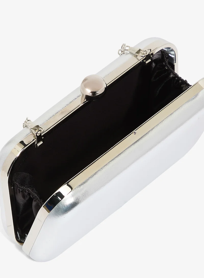 Khizana  Metallic Silver Classic Clutch for Women | Best Price UAE