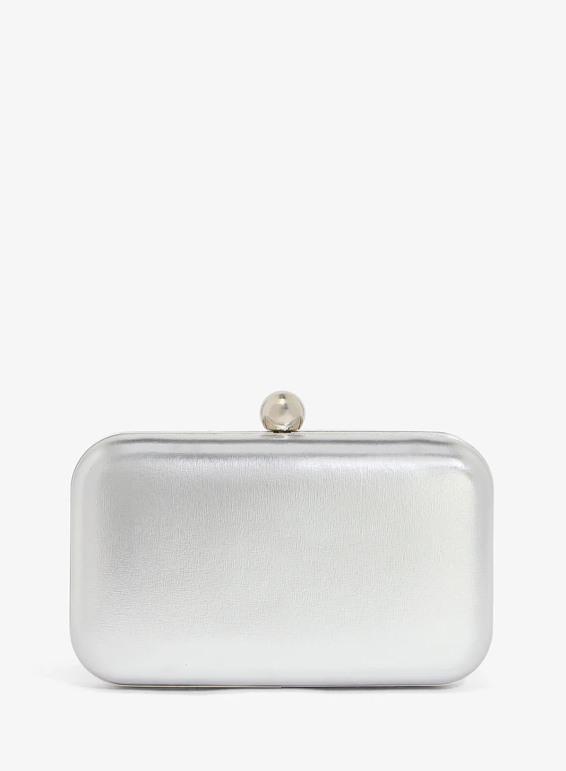 Khizana Metallic Silver Classic Clutch