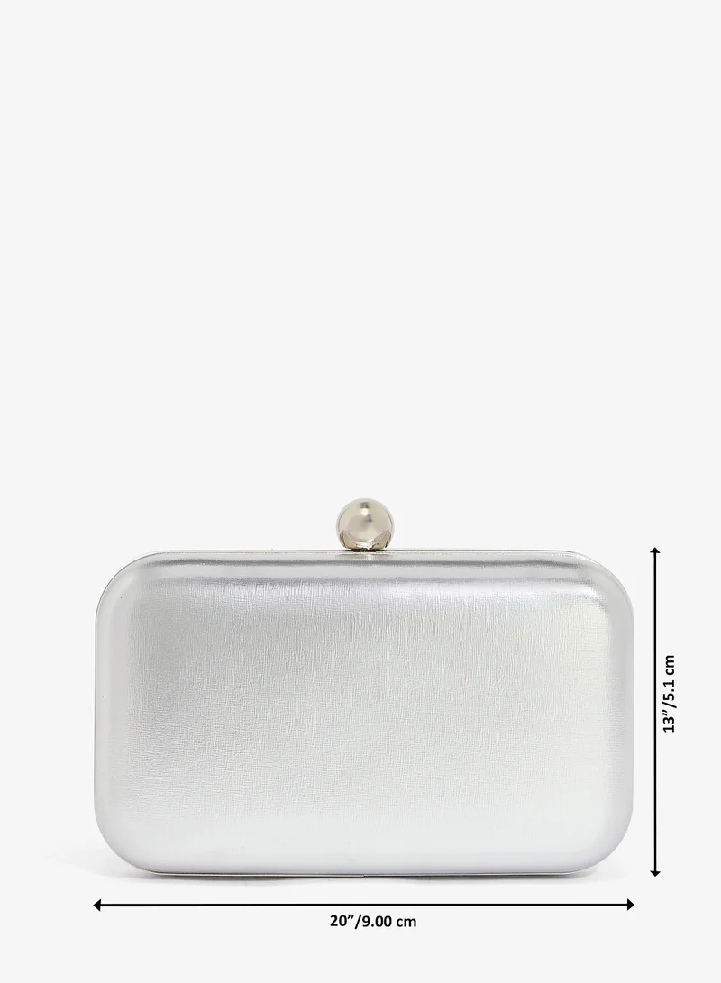 Khizana  Metallic Silver Classic Clutch for Women | Best Price UAE