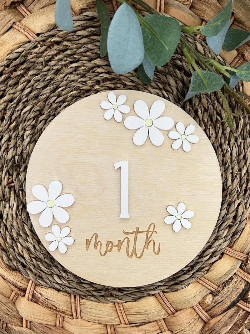 Whittlewud Wooden Baby Milestone Cards, Baby Milestone Discs for Photoshoot - Interchangeable Baby Month Cards for First Year Memories - Perfect Baby Shower Gift - Image 5