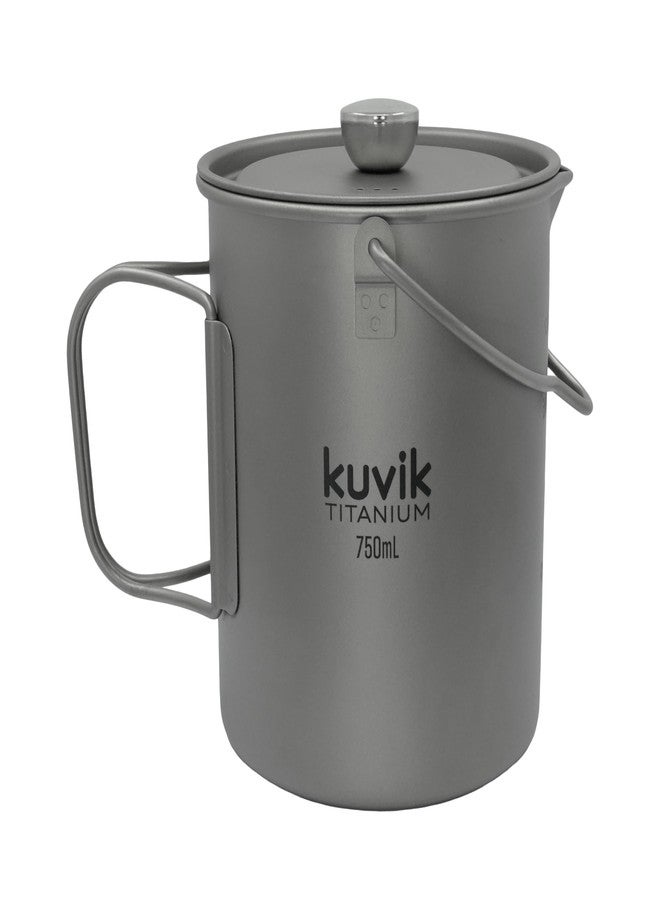 Kuvik مكبس قهوة فرنسي من التيتانيوم من كوفيك، سعة 750 مل (25.4 أونصة) - مكبس قهوة فرنسي فائق الخفة وصغير الحجم، مثالي للرحلات والتخييم - Image 1
