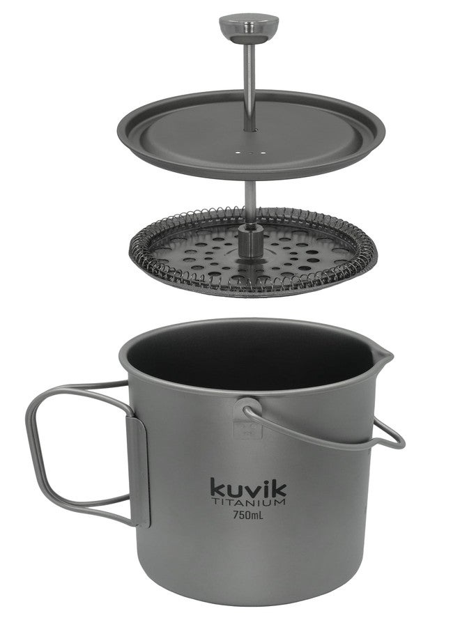 Kuvik مكبس قهوة فرنسي من التيتانيوم من كوفيك، سعة 750 مل (25.4 أونصة) - مكبس قهوة فرنسي فائق الخفة وصغير الحجم، مثالي للرحلات والتخييم - Image 2