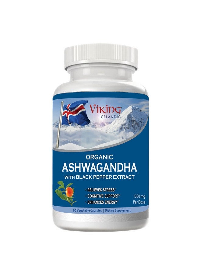 Viking Organic Ashwagandha with Black Pepper Extract Icelandic. 60 Vegan Capsules - Maximum Absorption for Stress, Mood & Energy Support - Image 1