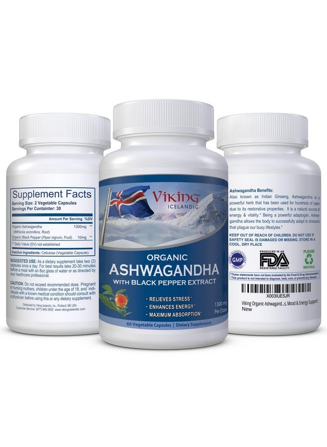 Viking Organic Ashwagandha with Black Pepper Extract Icelandic. 60 Vegan Capsules - Maximum Absorption for Stress, Mood & Energy Support - Image 3