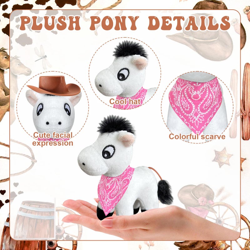 Jiytivity 62 Pcs Adopt a Horse Animal Party Favors Include 12 Mini Stuffed Horse 12 Boxes 12 Hats 12 Scarves 12 Cards 1 Adopt Sign 1 Fence for Adopt a Grassland Animal Party Favor Pet Birthday Supply Gifts - Image 3