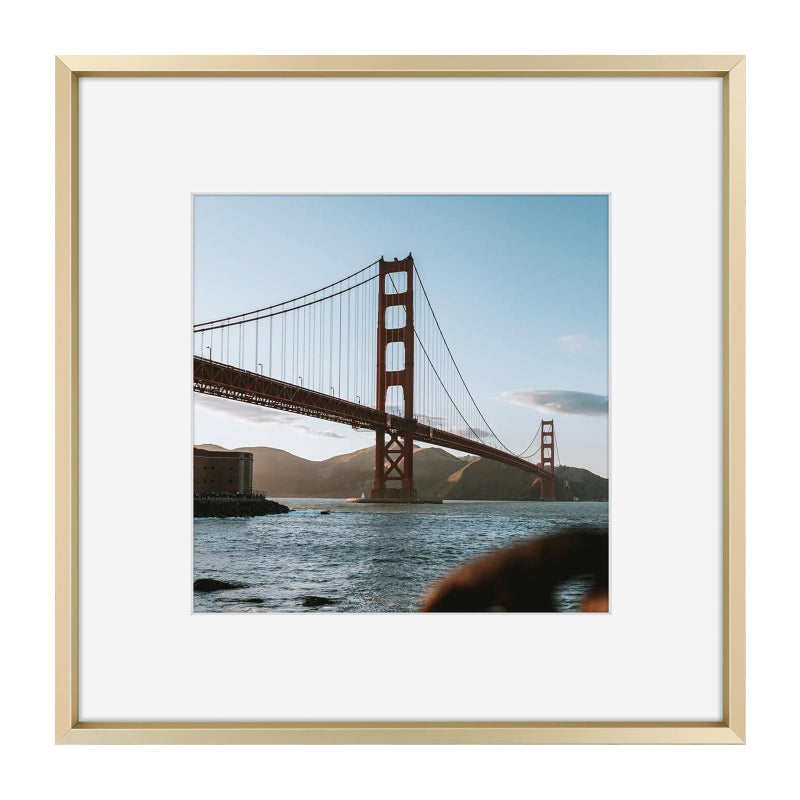 Frametory 12x12 Metal Picture Frame with Mat for 8x8 Picture  Real Glass Aluminum Photo Frame Collection Gold 1 Pack
